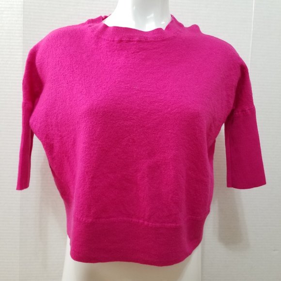 By Anthropologie sweater Medium pullover boxy cropped knit 98% wool stretch - Picture 1 of 12